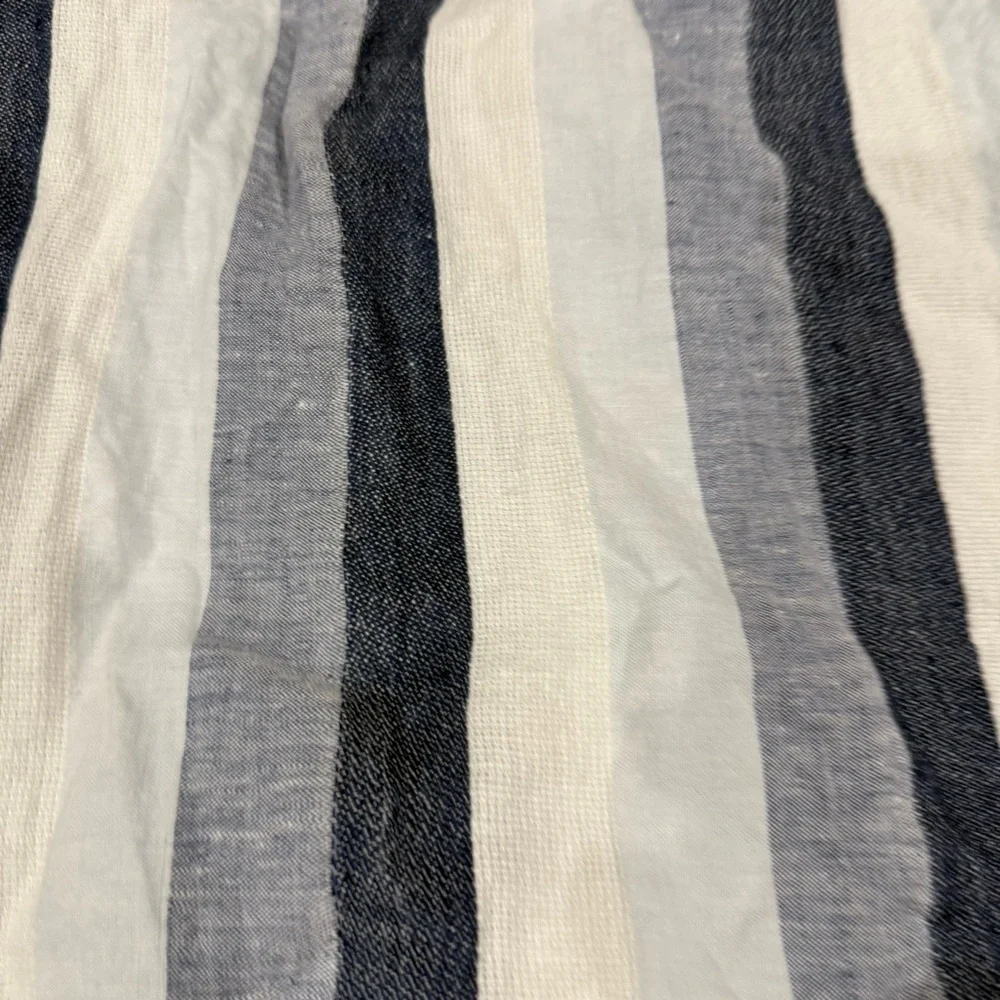 J Crew Point Sur Indigo Striped 100% Linen Midi Dress Button Resort Women’s US 6